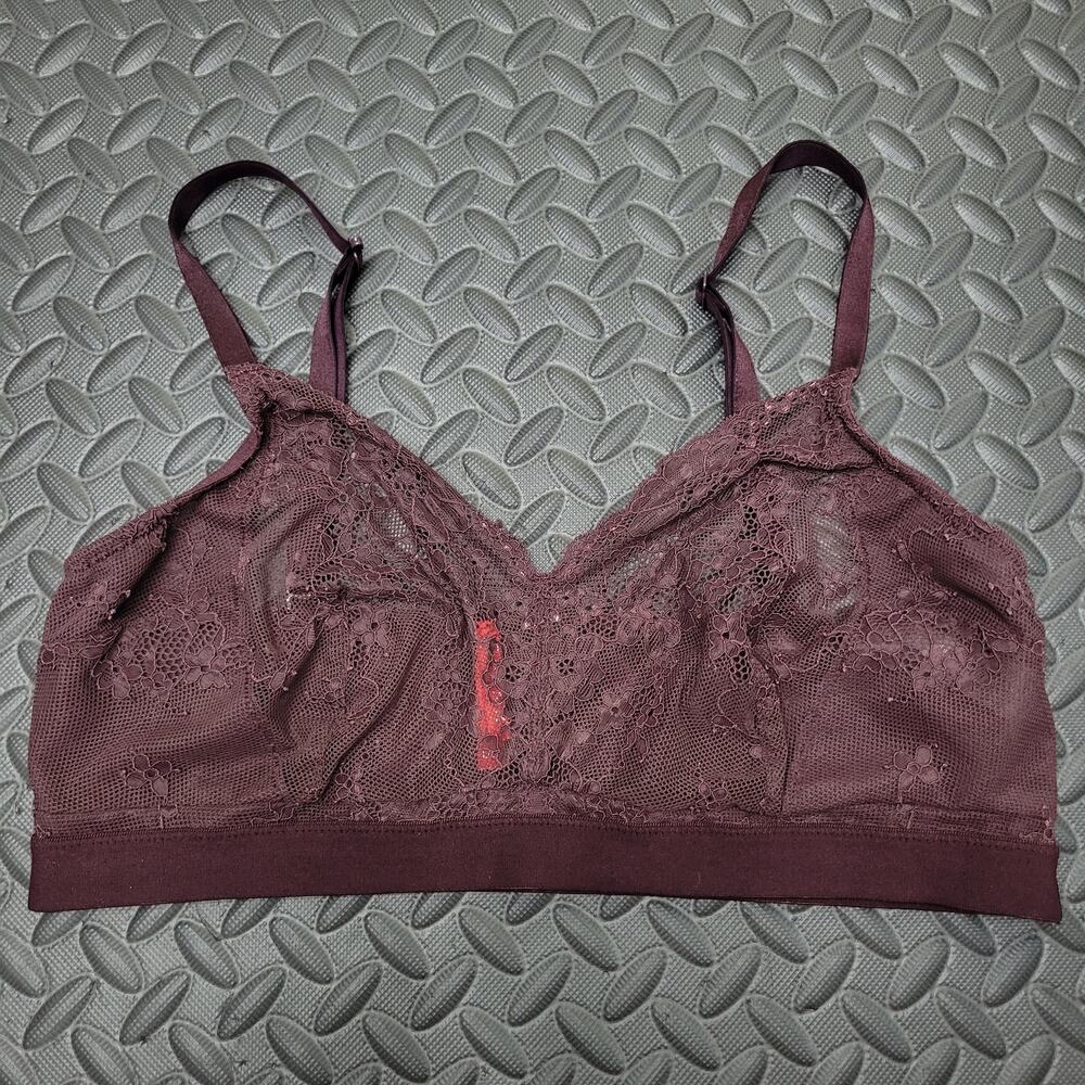 SPANX Lace Bralette Bra Mauve Purple Size Large L/G Wireless Floral Lace